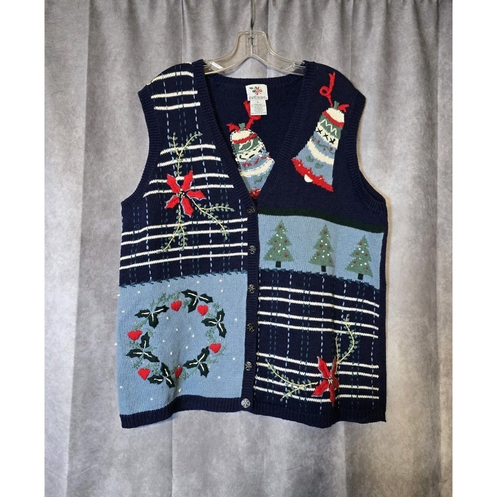 Nutcracker Women's Size X VTG Christmas Poinsettia Button Down Vest Ugly Sweater